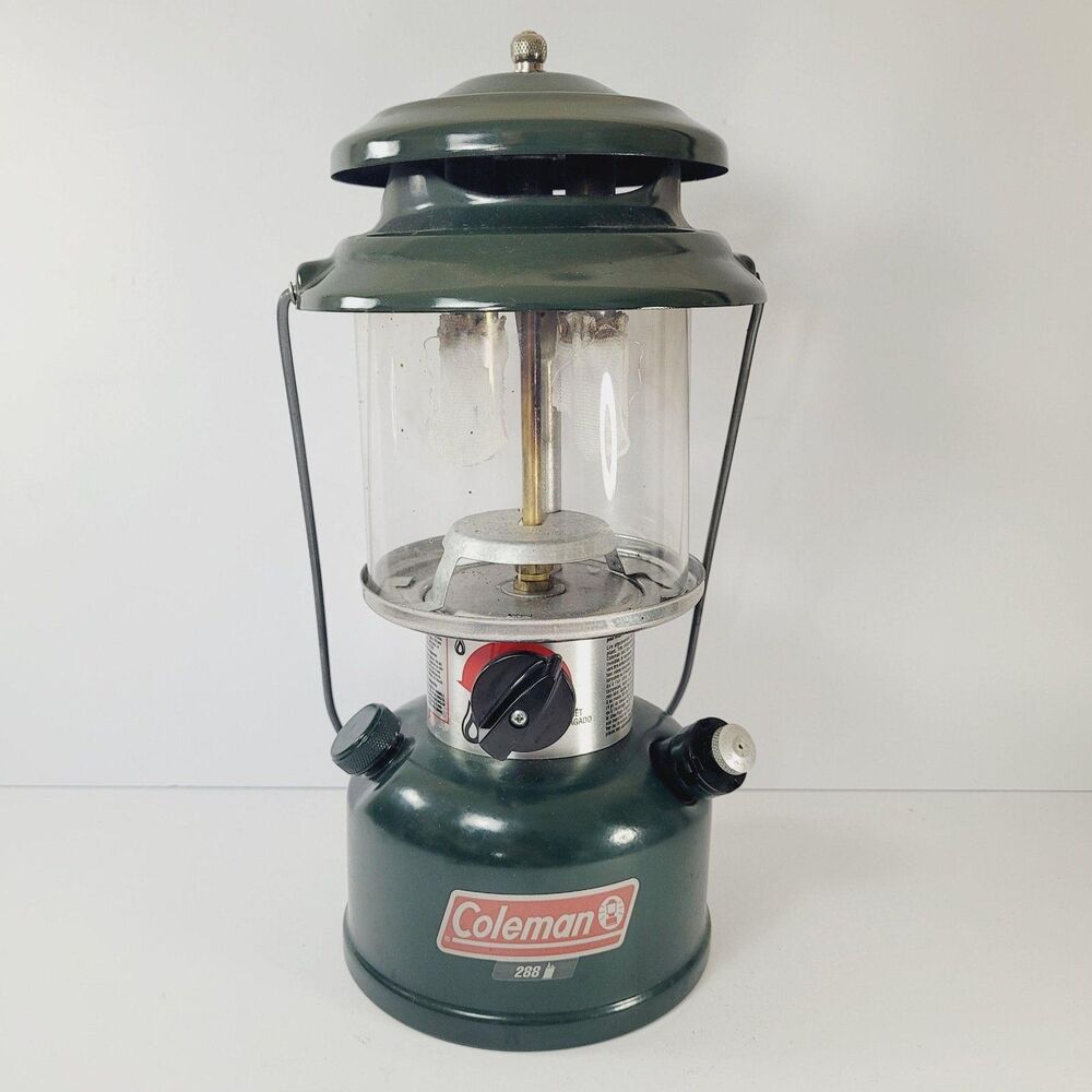 Vintage Coleman 288A700T Green Dual Mantle Oil Lantern Made In USA Camping